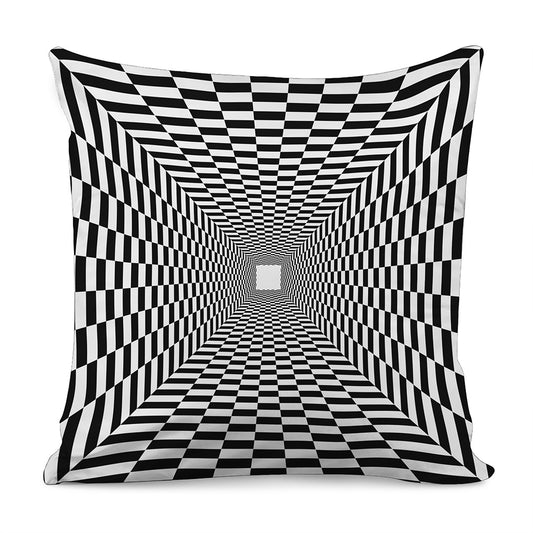 Black And White Tunnel Illusion Print Pillow Cover