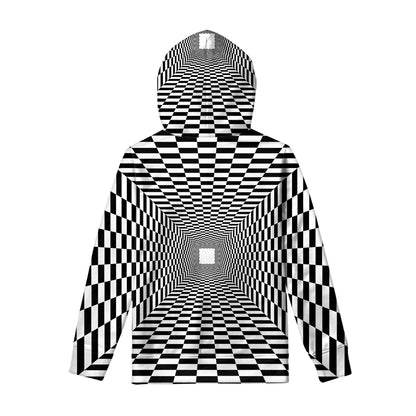 Black And White Tunnel Illusion Print Pullover Hoodie