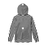 Black And White Tunnel Illusion Print Pullover Hoodie