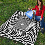 Black And White Tunnel Illusion Print Quilt