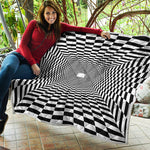 Black And White Tunnel Illusion Print Quilt