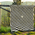 Black And White Tunnel Illusion Print Quilt