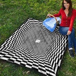 Black And White Tunnel Illusion Print Quilt