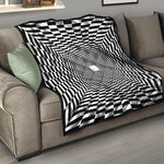 Black And White Tunnel Illusion Print Quilt