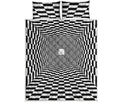 Black And White Tunnel Illusion Print Quilt Bed Set