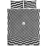 Black And White Tunnel Illusion Print Quilt Bed Set