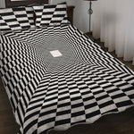 Black And White Tunnel Illusion Print Quilt Bed Set