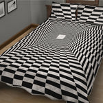Black And White Tunnel Illusion Print Quilt Bed Set
