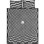 Black And White Tunnel Illusion Print Quilt Bed Set