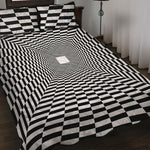 Black And White Tunnel Illusion Print Quilt Bed Set