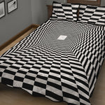 Black And White Tunnel Illusion Print Quilt Bed Set