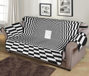 Black And White Tunnel Illusion Print Sofa Protector