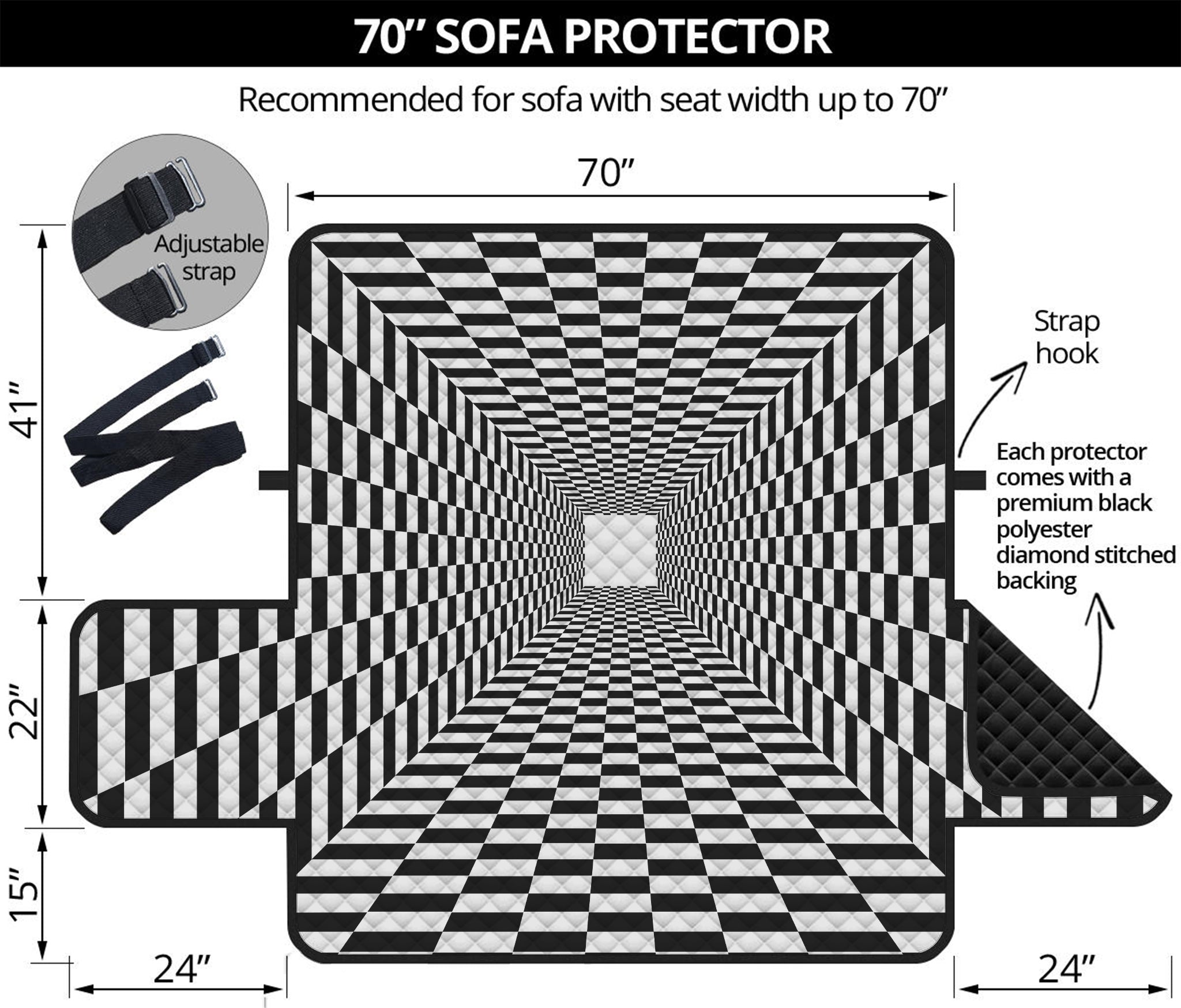 Black And White Tunnel Illusion Print Sofa Protector