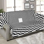 Black And White Tunnel Illusion Print Sofa Protector