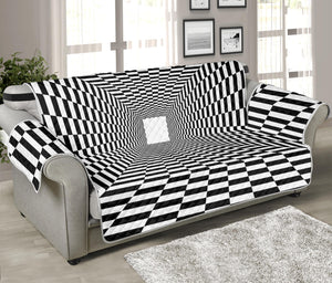 Black And White Tunnel Illusion Print Sofa Protector