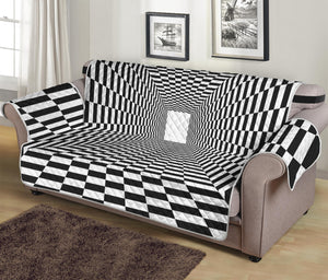 Black And White Tunnel Illusion Print Sofa Protector