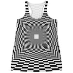 Black And White Tunnel Illusion Print Women's Racerback Tank Top
