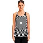 Black And White Tunnel Illusion Print Women's Racerback Tank Top