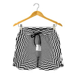Black And White Tunnel Illusion Print Women's Shorts