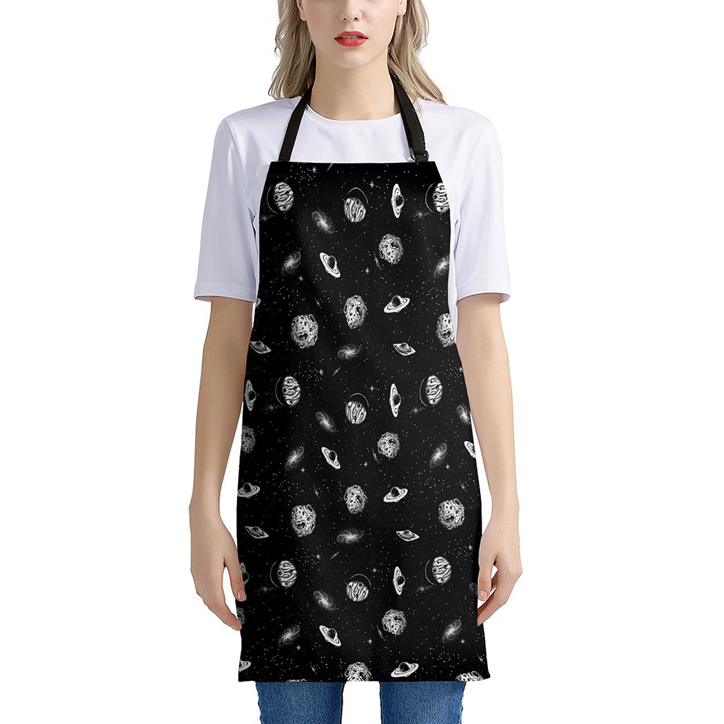 Black And White UFO Pattern Print Apron