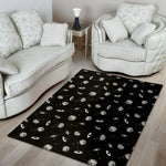 Black And White UFO Pattern Print Area Rug