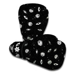 Black And White UFO Pattern Print Boxing Gloves