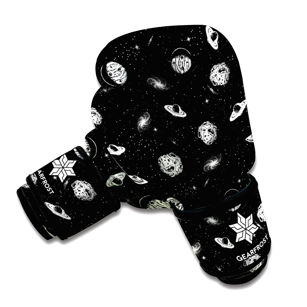 Black And White UFO Pattern Print Boxing Gloves