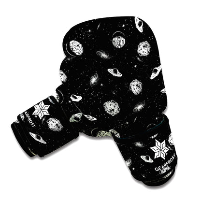 Black And White UFO Pattern Print Boxing Gloves