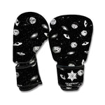Black And White UFO Pattern Print Boxing Gloves