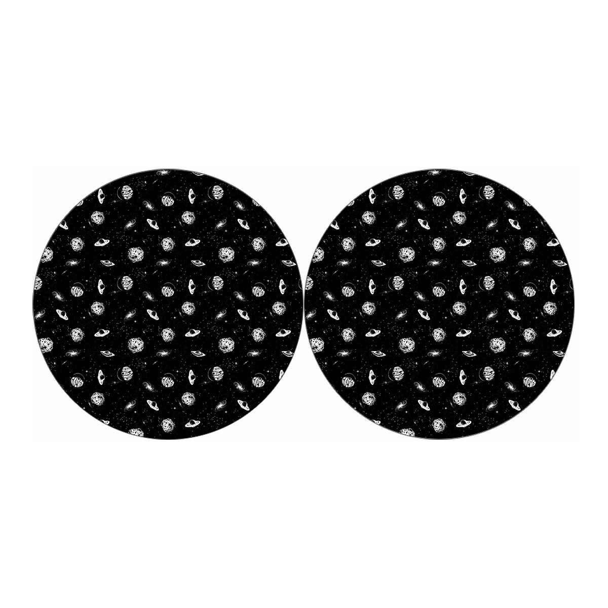 Black And White UFO Pattern Print Car Coasters