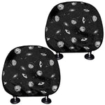 Black And White UFO Pattern Print Car Headrest Covers