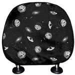 Black And White UFO Pattern Print Car Headrest Covers
