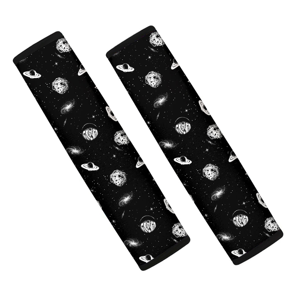 Black And White UFO Pattern Print Car Seat Belt Covers