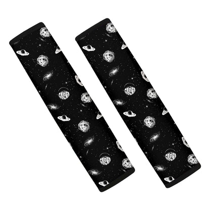 Black And White UFO Pattern Print Car Seat Belt Covers