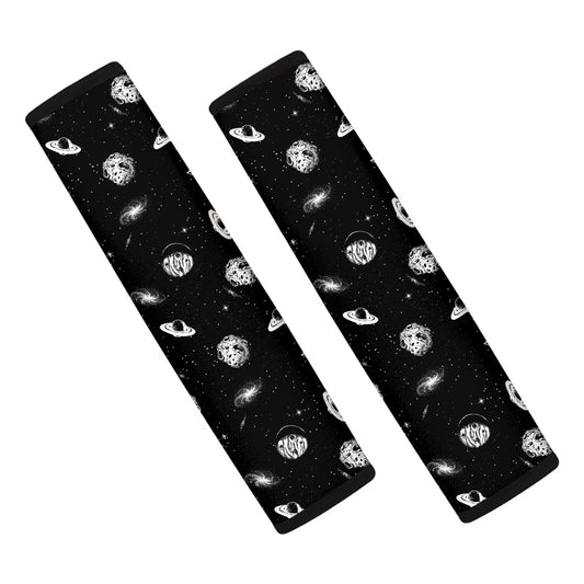 Black And White UFO Pattern Print Car Seat Belt Covers