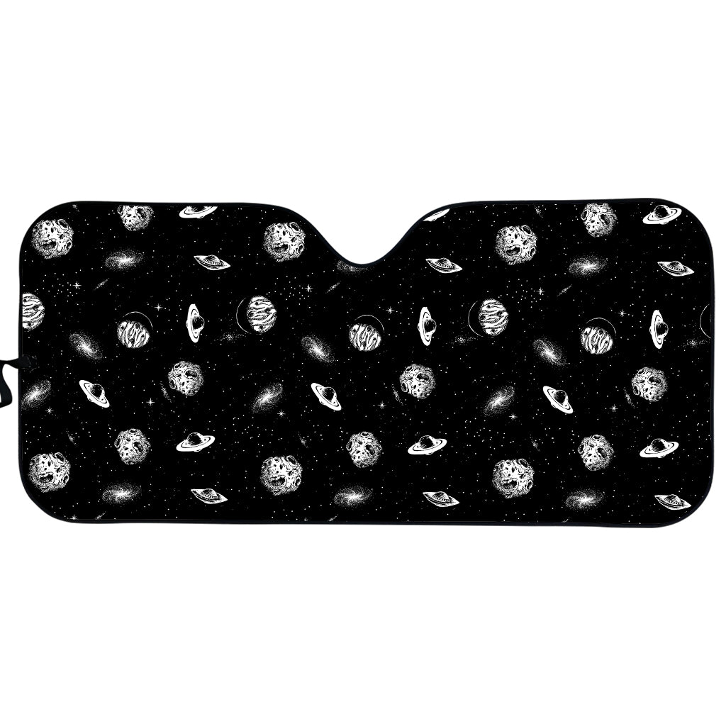 Black And White UFO Pattern Print Car Sun Shade