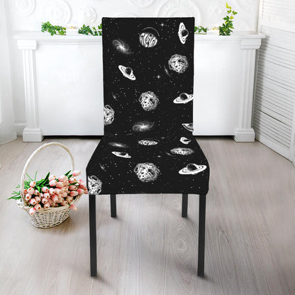 Black And White UFO Pattern Print Dining Chair Slipcover