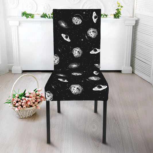 Black And White UFO Pattern Print Dining Chair Slipcover