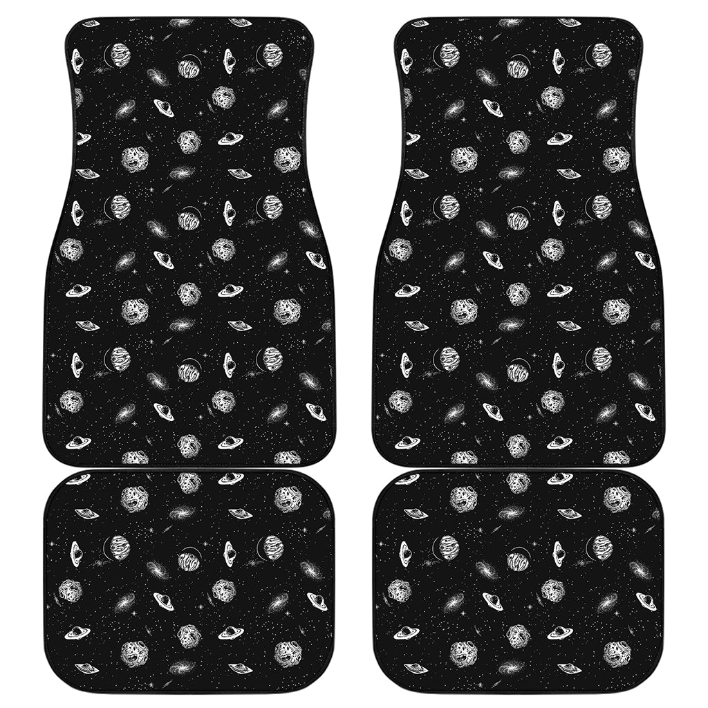 Black And White UFO Pattern Print Front and Back Car Floor Mats
