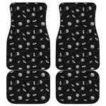 Black And White UFO Pattern Print Front and Back Car Floor Mats