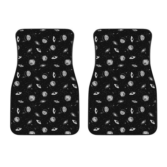 Black And White UFO Pattern Print Front Car Floor Mats