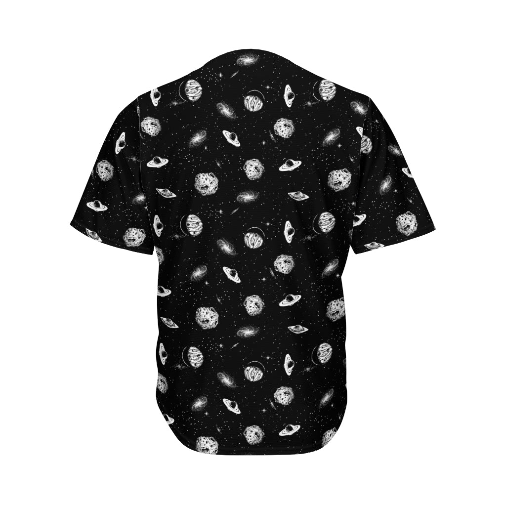 Black And White UFO Pattern Print Men's Baseball Jersey