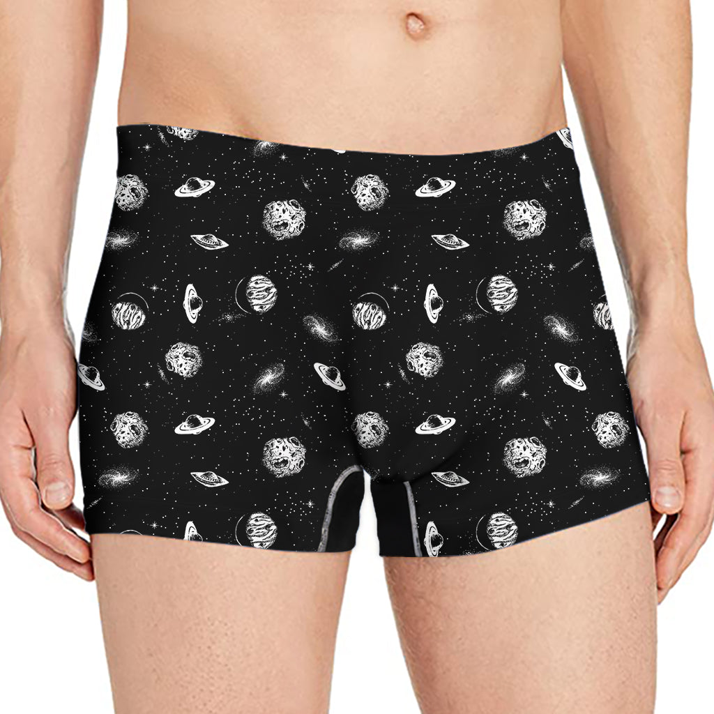Black And White UFO Pattern Print Men's Boxer Briefs