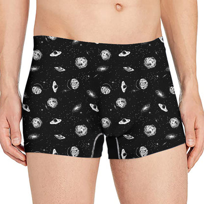 Black And White UFO Pattern Print Men's Boxer Briefs