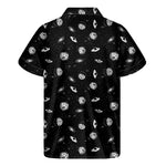 Black And White UFO Pattern Print Men's Short Sleeve Shirt