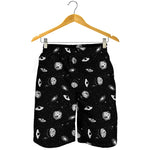 Black And White UFO Pattern Print Men's Shorts