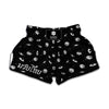 Black And White UFO Pattern Print Muay Thai Boxing Shorts