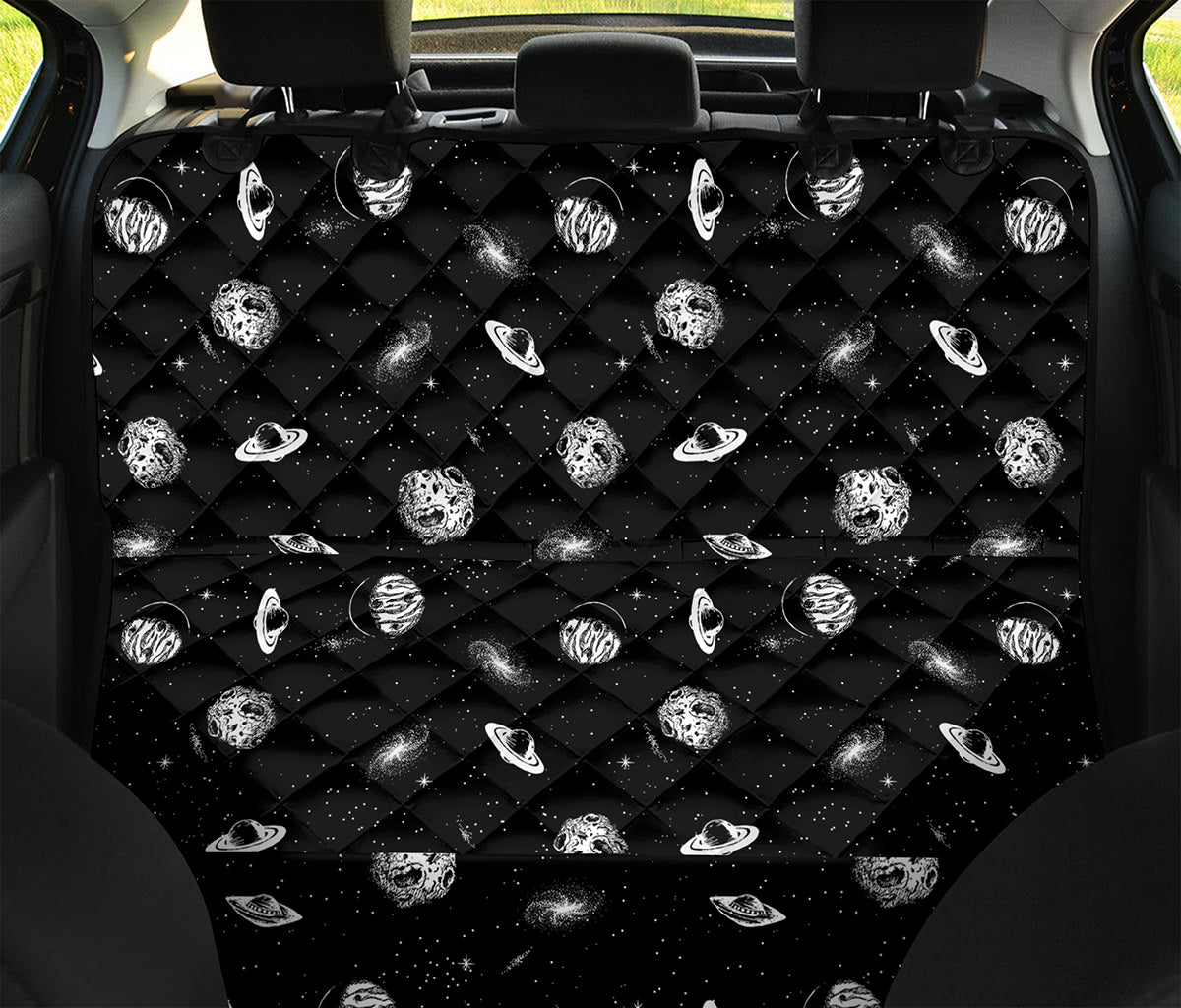 Black And White UFO Pattern Print Pet Car Back Seat Cover