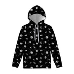 Black And White UFO Pattern Print Pullover Hoodie