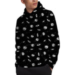 Black And White UFO Pattern Print Pullover Hoodie